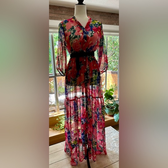 Sheer Floral Maxi Dress by Stop (M) - Picture 1 of 8